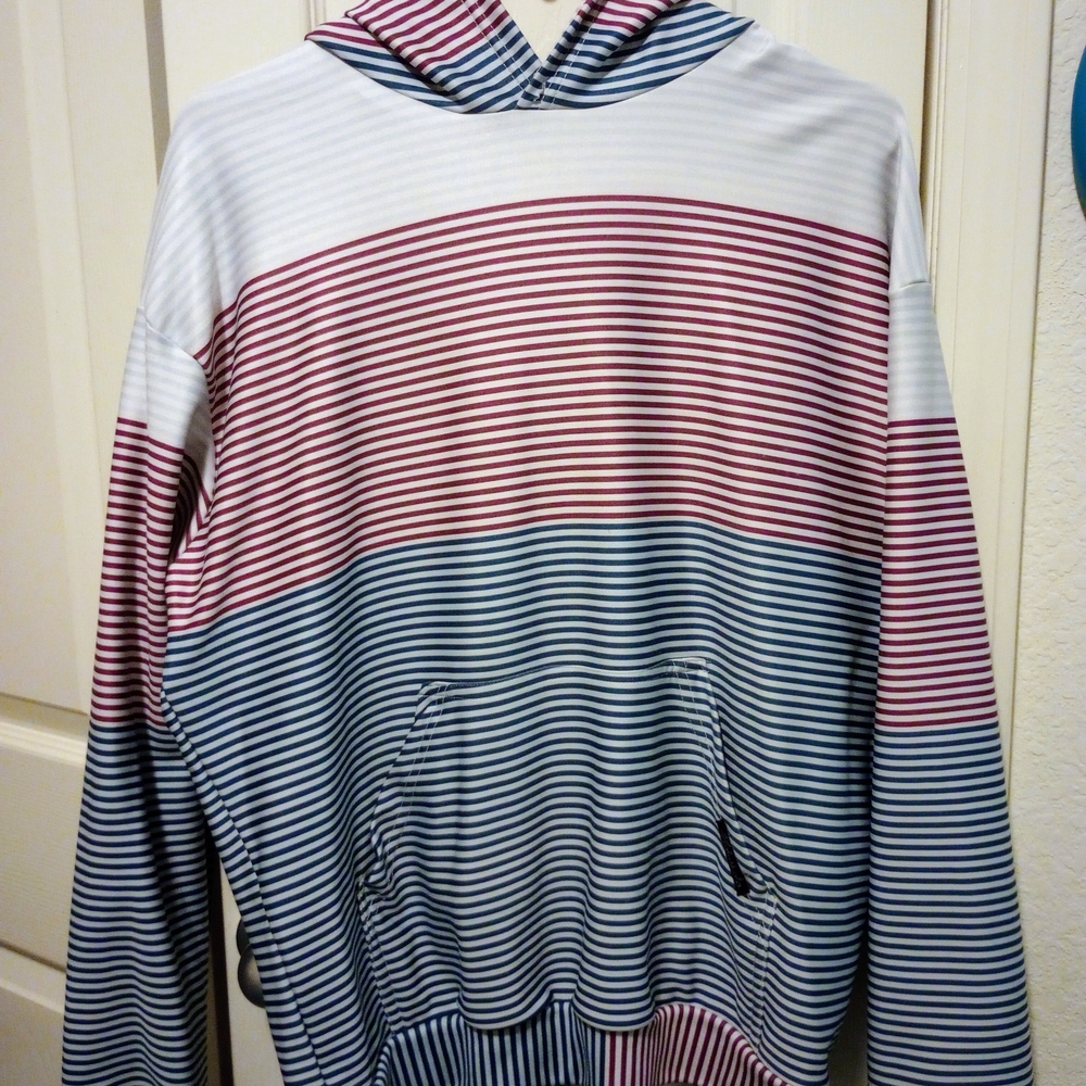 Striped Women's Hoodie - White, Red, and Blue